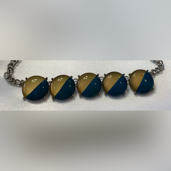 Vintage Charming Charlie Signed Blue And Gold 5 Bead Necklace - Picture 2 of 5